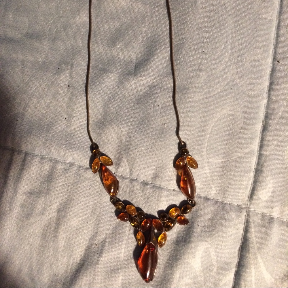 Beautiful silver & Amber necklace